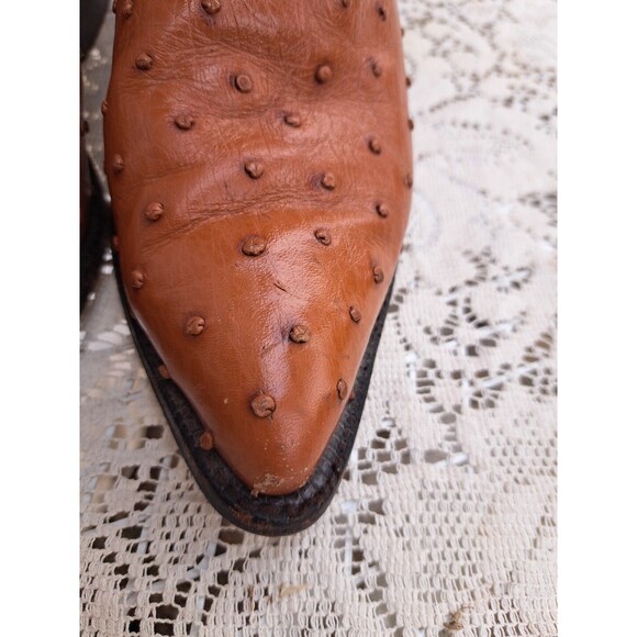 Vtg Mens Durango Cowboy Boots Western Tan Leather Ostrich SW1535 8 1/2 EE Mex main image 9